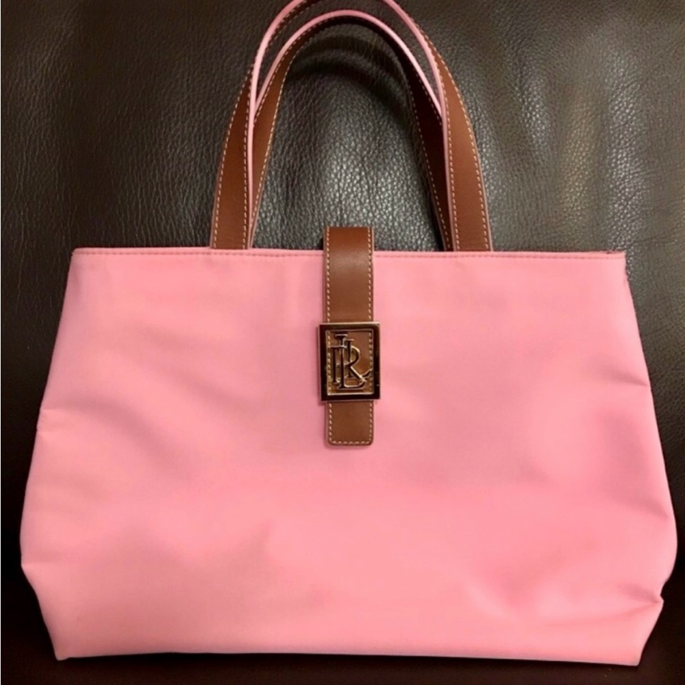 Ralph Lauren Pink and Brown Tote Bag